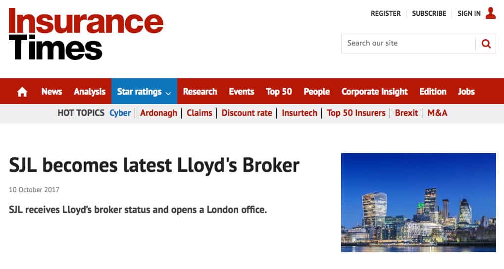 Lloyds of London Broker The Insurance Times SJL Insurance Services